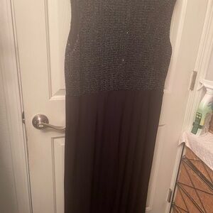 Alexa Women’s Nite Black V-Neck Sequins Wide Leg Jumpsuit Size 18W Missing Belt